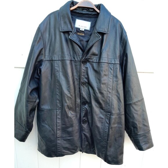 Wilsons Leather Heavyweight Mid-Length Leather Thinsulate Sz Large Coat Black - Picture 1 of 13